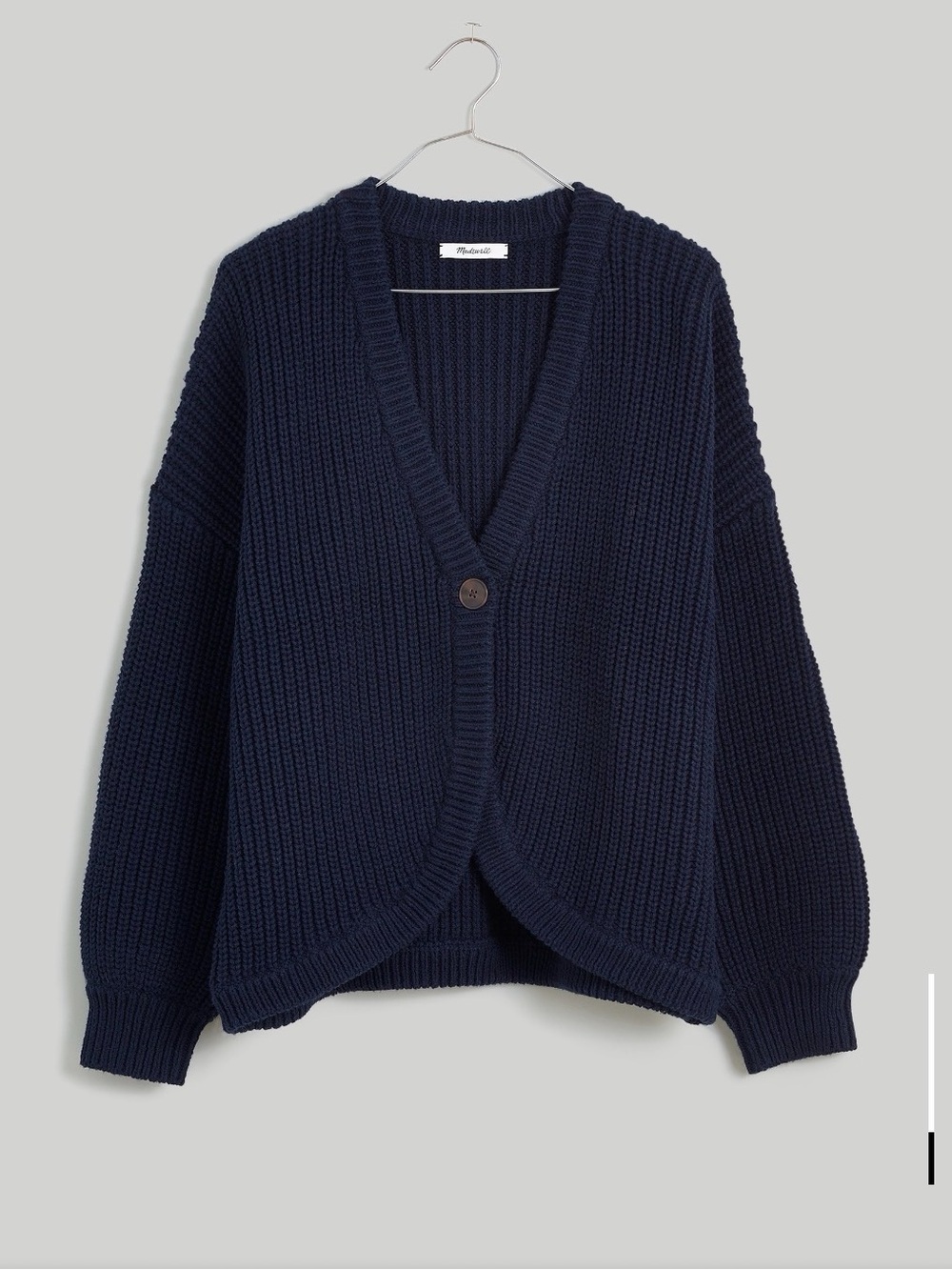 Madewell Dark Navy Ribbed Shirttail Cardigan Sweater